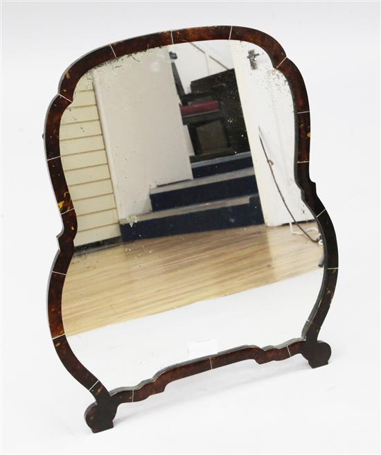 A tortoiseshell framed easel mirror,